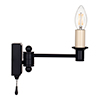 Hanson Library Wall Light with Pull Cord in Matt Black