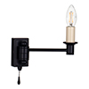 Hanson Library Wall Light with Pull Cord in Matt Black