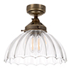 Shotley Fluted Flush Mount Ceiling Light in Antiqued Brass