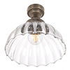 Shotley Fluted Flush Mount Ceiling Light in Antiqued Brass