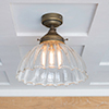 Shotley Fluted Flush Mount Ceiling Light in Antiqued Brass