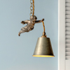 Brass Cherub Pendant Light in Antiqued Brass