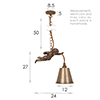 Brass Cherub Pendant Light in Antiqued Brass