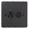 2 Gang Black Dolly/Rotary Dimmer Switch Beeswax Hammered Plate