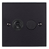 2 Gang Black Dolly/Rotary Dimmer Switch Matt Black Bevelled Plate