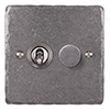 2 Gang Steel Dolly/Rotary Dimmer Switch Polished Hammered Plate