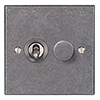 2 Gang Steel Dolly/Rotary Dimmer Switch Polished Bevelled Plate