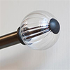 Fluted Glass Ball Finial for 20mm Pole in Matt Black