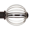 Fluted Glass Ball Finial for 25mm Pole in Matt Black