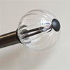 Fluted Glass Ball Finial for 25mm Pole in Matt Black
