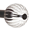 Fluted Glass Ball Finial for 38mm Pole in Matt Black