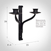 Friston Double Candle Sconce in Matt Black