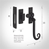 Monkey Tail Lockable Latch (Left) in Matt Black