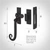 Monkey Tail Lockable Latch (Right) in Matt Black