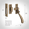 London Lockable Window Latch, Antiqued Brass, Left Side