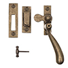 London Lockable Window Latch, Antiqued Brass, Left Side