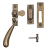 London Lockable Window Latch in Antiqued Brass Right Side