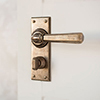 Chester Handle, Ripley Privacy Plate, Antiqued Brass