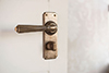 Bromley Handle, Ilkley Privacy Plate, Antiqued Brass