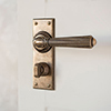 Bromley Handle, Ripley Privacy Plate, Antiqued Brass