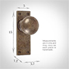 Holkham Door Knob, Bristol Plain Plate, Antiqued Brass