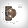 Holkham Door Knob, Ilkley Short Plate, Antiqued Brass