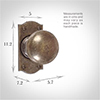 Holkham Door Knob, Nowton Short Plate, Antiqued. Brass