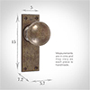 Holkham Door Knob, Ripley Plain Plate, Antiqued Brass