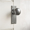 Holkham Door Knob, Ripley Plain Plate, Polished