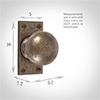 Holkham Door Knob, Ripley Short Plate, Antiqued Brass