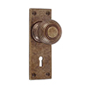 Reeded Door Knob, Bristol Keyhole Plate, Antiqued Brass