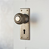 Reeded Door Knob, Bristol Keyhole Plate, Antiqued Brass