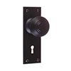 Reeded Door Knob, Bristol Keyhole Plate, Matt Black