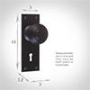 Reeded Door Knob, Bristol Keyhole Plate, Matt Black