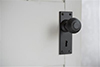 Reeded Door Knob, Bristol Keyhole Plate, Matt Black