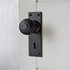 Reeded Door Knob, Bristol Keyhole Plate, Matt Black