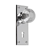 Reeded Door Knob, Bristol Keyhole Plate, Nickel