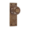 Reeded Door Knob, Bristol Plain Plate, Antiqued Brass