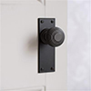 Reeded Door Knob, Bristol Plain Plate, Beeswax