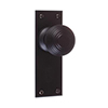 Reeded Door Knob, Bristol Plain Plate, Matt Black