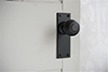 Reeded Door Knob, Bristol Plain Plate, Matt Black