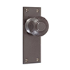 Reeded Door Knob, Bristol Plain Plate, Polished