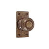 Reeded Door Knob, Bristol Short Plate, Antiqued Brass