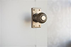 Reeded Door Knob, Bristol Short Plate, Antiqued Brass