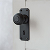 Reeded Door Knob, Ilkley Keyhole Plate, Matt Black