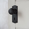 Reeded Door Knob, Nowton Keyhole Plate, Matt Black