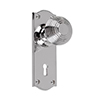 Reeded Door Knob, Nowton Keyhole Plate, Nickel