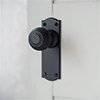 Reeded Door Knob, Nowton Plain Plate, Matt Black