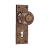 Reeded Door Knob, Ripley Key Plate, Antiqued