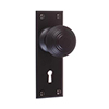 Reeded Door Knob, Ripley Key Plate, Matt Black